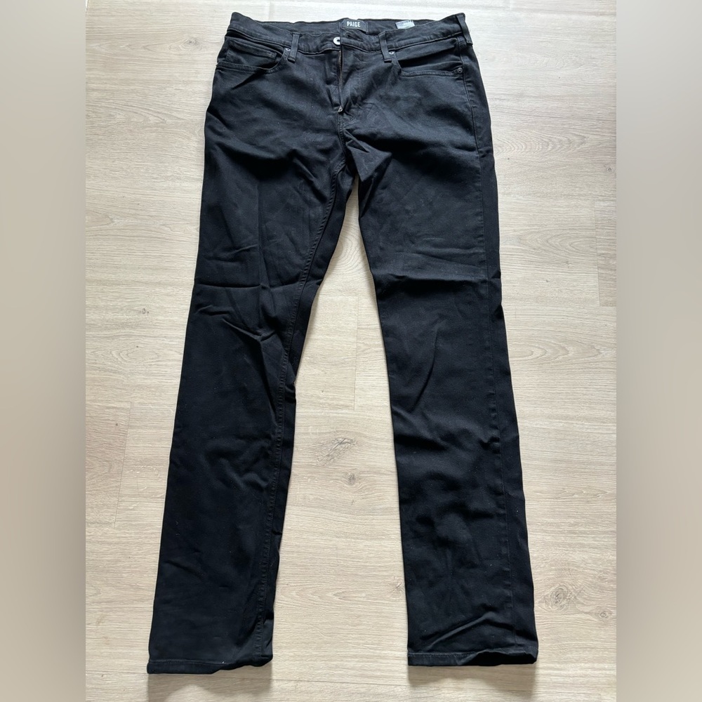 Men’s Paige Federal Black Shadow Jeans Rayon Cotton Spandex Sz 32